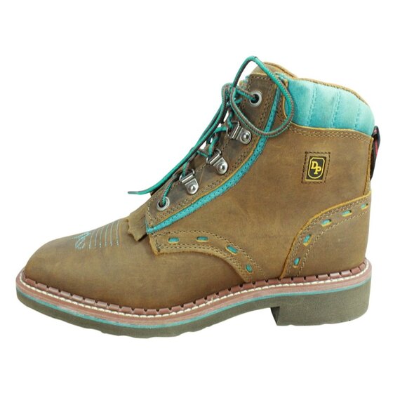 Dan Post Janesville Western Ankle Boots Tan Turquoise Size 9 M - Picture 1 of 11